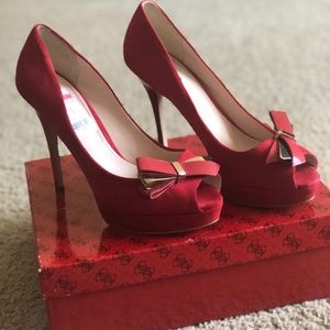 Guess Red with a splash of Gold High Heel Shoe